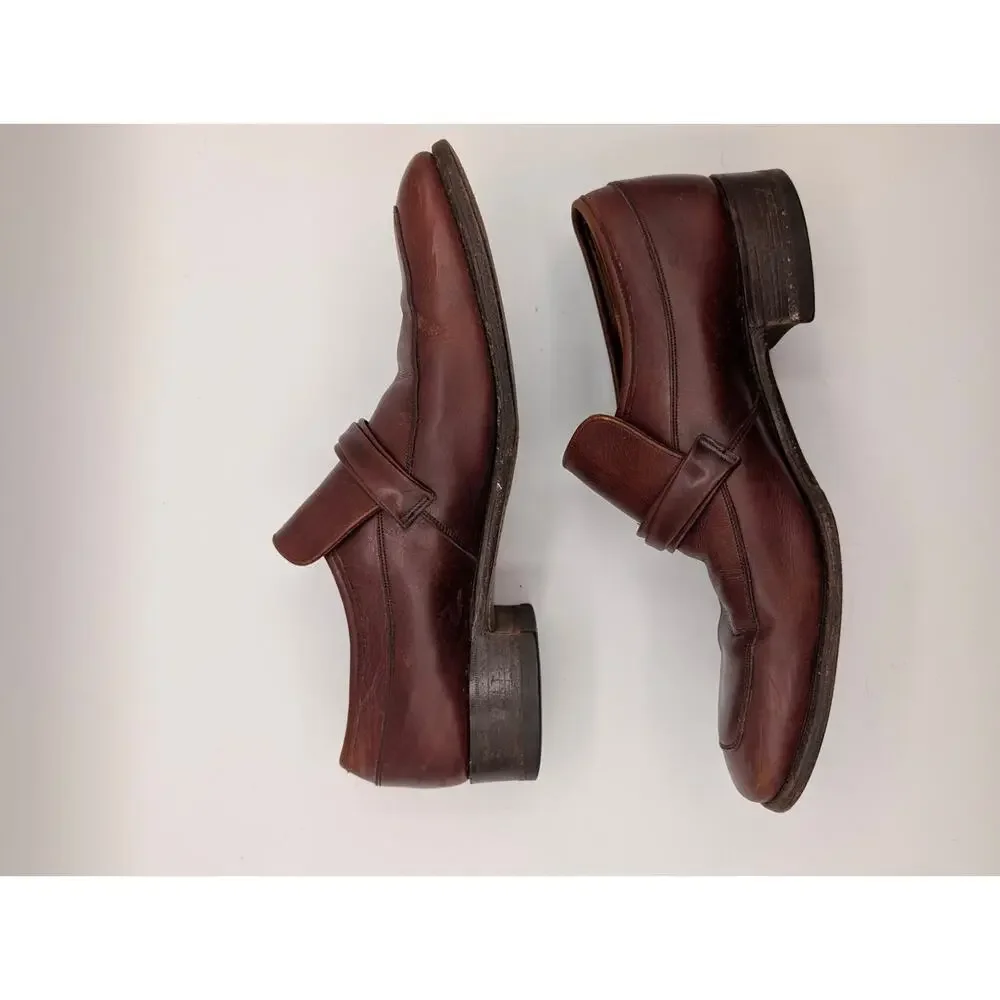 Whitehall Vintage Leather Buckle Loafers Brown US 11.5 B UK 10.5 C Narrow